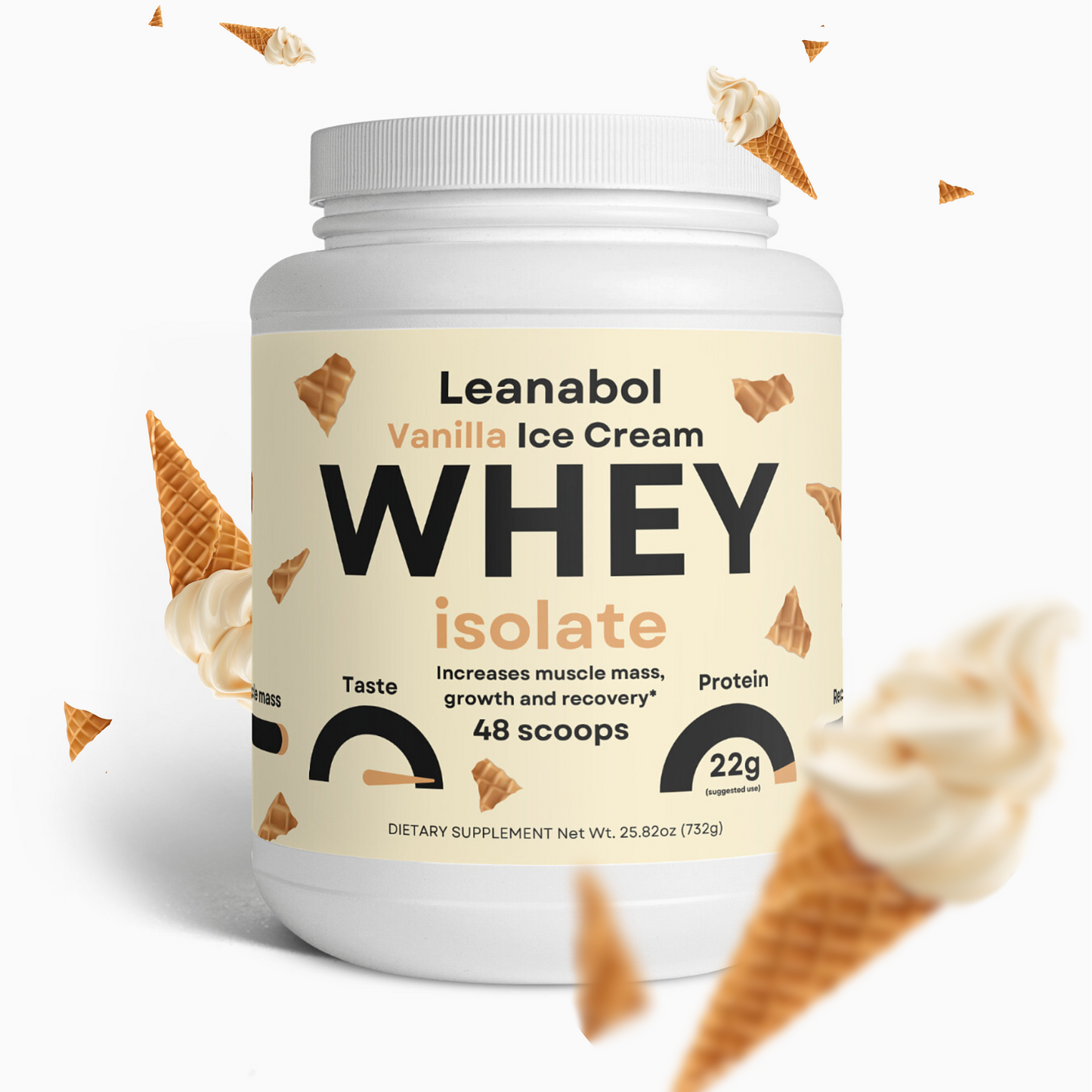 Whey Protein Isolate - Vanilla Ice Cream - 48 Scoops